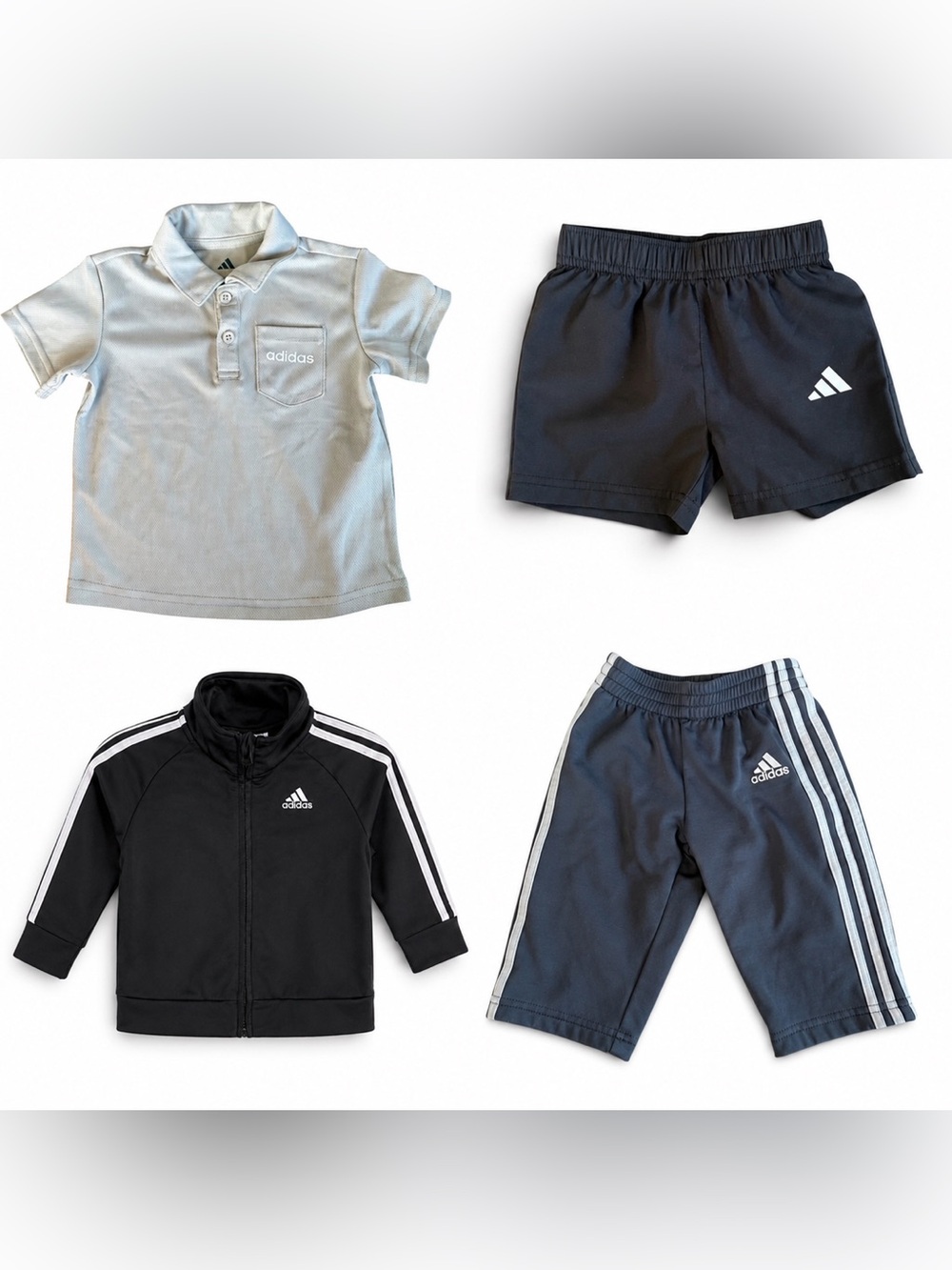 Adidas Baby Bundle 6M–12M | Track Jacket, Polo, Shorts & Pants - 4pcs